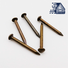Load image into Gallery viewer, 10/20/50/100pcs Antique Brass Bronze Dia 1.2 1.5 2 2.8mm Pure Copper Small Round Head Nail for Furniture Hinge Drum Jewelry Box. Sedmeca Express. Metals.
