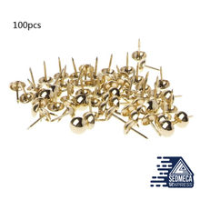 Load image into Gallery viewer, 100pcs Antique Brass Upholstery Nails Furniture Tacks Pushpins Hardware Decor. Sedmeca Express. Metals.
