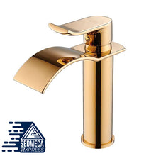 Load image into Gallery viewer, Basin Faucet Gold and white Waterfall Faucet Brass Bathroom Faucet Bathroom Basin Faucet Mixer Tap Hot and Cold Sink faucet
