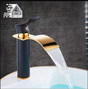 Basin Faucet Gold and white Waterfall Faucet Brass Bathroom Faucet Bathroom Basin Faucet Mixer Tap Hot and Cold Sink faucet