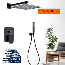 Load image into Gallery viewer, Wall Mounted Shower Faucet Mixer, 8/10/12/16 Inch Rainfall Bathroom Shower Faucet with Hand Shower. Construction &amp; Home. Sedmeca Express.
