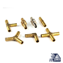 Load image into Gallery viewer, Brass Barb Pipe Fitting 2 3 4 Way Connector for 4mm 5mm 6mm 8mm 10mm 12mm 16mm 19mm Hose Copper Pagoda Water Tube Fittings
