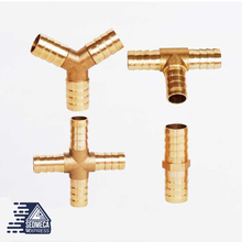 Load image into Gallery viewer, Brass Barb Pipe Fitting 2 3 4 way brass connector For 4mm 5mm 6mm 8mm 10mm 12mm 16mm 19mm hose copper Pagoda Water Tube Fittings
