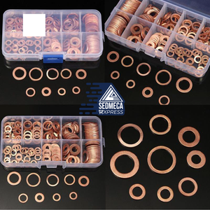 200Pcs Copper Washer Gasket Nut and Bolt Set Flat Ring Seal Assortment Kit with Box //M8/M10/M12/M14 for Sump Plugs. Sedmeca Express. Metals.