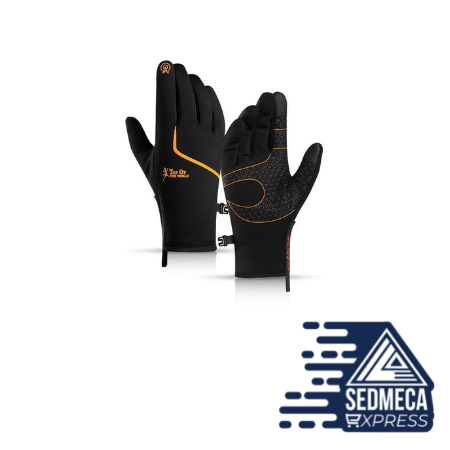 Cycling Winter Gloves For Men, Touch Screen Warm Gloves, Outdoor Anti-slip Waterproof Wear-resistant Night Reflective Work Gloves. Sedmeca express personal protective equipment.