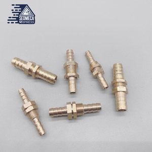 ID Pipe 6 8 10 12 14 16mm Hose Barb Bulkhead Brass Barbed Tube Pipe Fitting Coupler Connector Adapter For Fuel Gas Water Copper