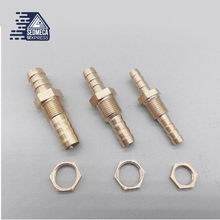 Load image into Gallery viewer, ID Pipe 6 8 10 12 14 16mm Hose Barb Bulkhead Brass Barbed Tube Pipe Fitting Coupler Connector Adapter For Fuel Gas Water Copper
