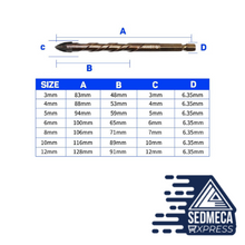 Load image into Gallery viewer, DIZAINLIFE 3/4/5/6/8/10/12mm Cross Hex Tile Drill Bits Set for Glass Ceramic Concrete Hole Opener Hard Alloy Triangle Bit Tools. Sedmeca Express. Hand Tools &amp; Equipments.
