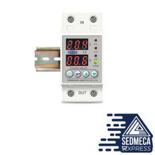 Load image into Gallery viewer, Din Rail Dual Display Adjustable Over Voltage Current and Under Voltage Protective Device Protector Relay 40A 63A 80A 220V 230V. Sedmeca Express. Instrumentation and Electrical Materials.
