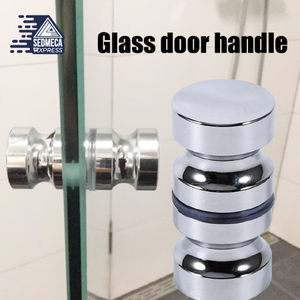 Door Handle 1.1" Dia Aluminum Alloy Glass Door Knob Kitchen Bathroom Shower Cabinet Handle with Screw