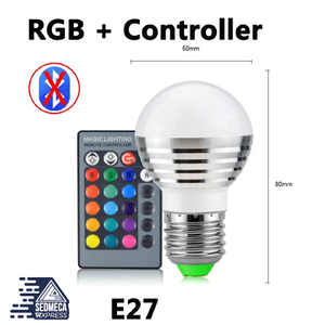 E27 Bluetooth RGB LED Bulb Lamp LED Lamp With IR Remote Control Light Bulb Indoor Home Decor Smart IC Lighting Lamp