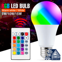 Load image into Gallery viewer, E27 Smart Control Lamp Led RGB Light Dimmable 5W 10W 15W RGBW Led Lamp Colorful Changing Bulb Led Lampada RGBW White Decor Home. Sedmeca Express. Instrumentation and Electrical Materials.
