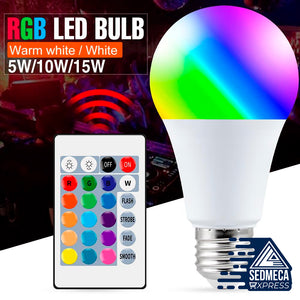 E27 Smart Control Lamp Led RGB Light Dimmable 5W 10W 15W RGBW Led Lamp Colorful Changing Bulb Led Lampada RGBW White Decor Home. Sedmeca Express. Instrumentation and Electrical Materials.