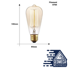 Load image into Gallery viewer, Edison Bulb E27 220V 40W ST64 G80 G95 T10 T45 A19 Retro Ampoule Vintage Incandescent Bulb edison Lamp Filament Light Bulb Decor. Sedmeca Express. Instrumentation and Electrical Materials.
