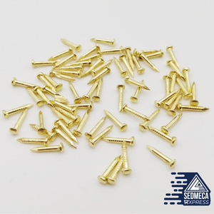 200X Golden Silver Antique Brass Bronze Diameter 1.2mm Length 6mm 8mm 10mm Iron Small Mini Round Head Nail for Jewelry Box Hinge. Sedmeca Express. Metals.