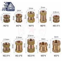 Load image into Gallery viewer, 200/500Pcs M2*L-3.5 M2.5*L-3.5 M3*L-4.2(OD) Injection Nut Copper Insert Knurled Nuts Knurling Kit For Electrical. Sedmeca Express. Metals.
