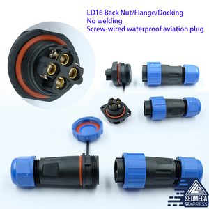 LD16 IP68 Waterproof Aviation Cable Connector 2 3 4 Pin Panel Mount Male Female One Set