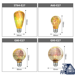 Light Bulb Vintage Star Fireworks Lamp Holiday Night Light Christmas Tree