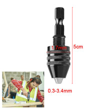 Load image into Gallery viewer, 0.3-8mm Mini Keyless Drill Chuck 1/4&quot; Hex Shank Keyless Power Drill Quick Change Converter
