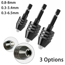 Load image into Gallery viewer, 0.3-8mm Mini Keyless Drill Chuck 1/4&quot; Hex Shank Keyless Power Drill Quick Change Converter
