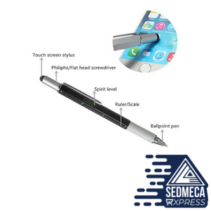  Multi Function Screwdriver Ruler Spirit Level Tool Ballpoint Pen With A Top And Scale Stylus For Touch Screen Tool Pen. Sedmeca Express. Hand Tools & Equipments. Metals.