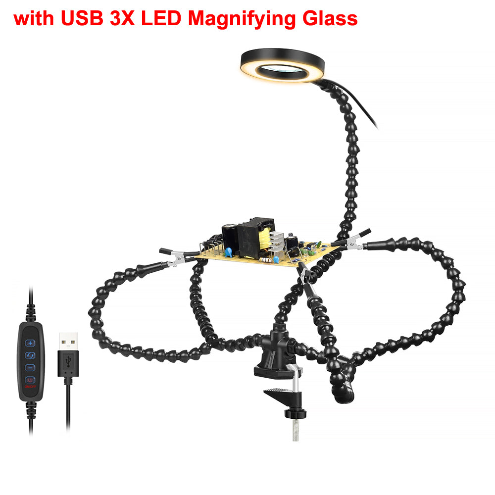 PCB soldering stand, 3X magnifying glass with LED light, soldering tool. Hand Tools & Equipments. Sedmeca Express.