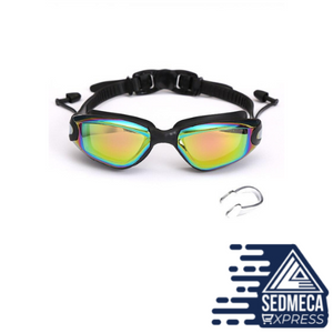 Professional Swimming Goggles Swimming Glasses with Earplugs Nose Clip Electroplate Waterproof Silicon Adluts. SEDMECA EXPRESS. Personal Protective Equipment.