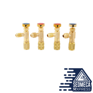 R410a R22 Refrigeration Tool Air conditioning Safety Valve Adapter 1/4" 5/16" Inch Male/Famale Thread Charging Hose Valves. Sedmeca Express. Metals.
