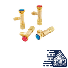 Load image into Gallery viewer, R410a R22 Refrigeration Tool Air conditioning Safety Valve Adapter 1/4&quot; 5/16&quot; Inch Male/Famale Thread Charging Hose Valves. Sedmeca Express. Metals.
