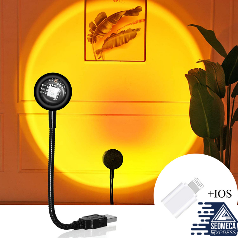 Romantic USB LED Night Light Sunset Projection Lamp for Bedroom and café