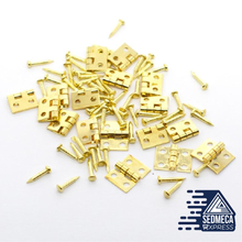 Load image into Gallery viewer, 20Pcs Pure Copper Small Hinges Door DIY Craft Supplies Jewelry Box Decor 8*10mm (80Pcs Nails)
