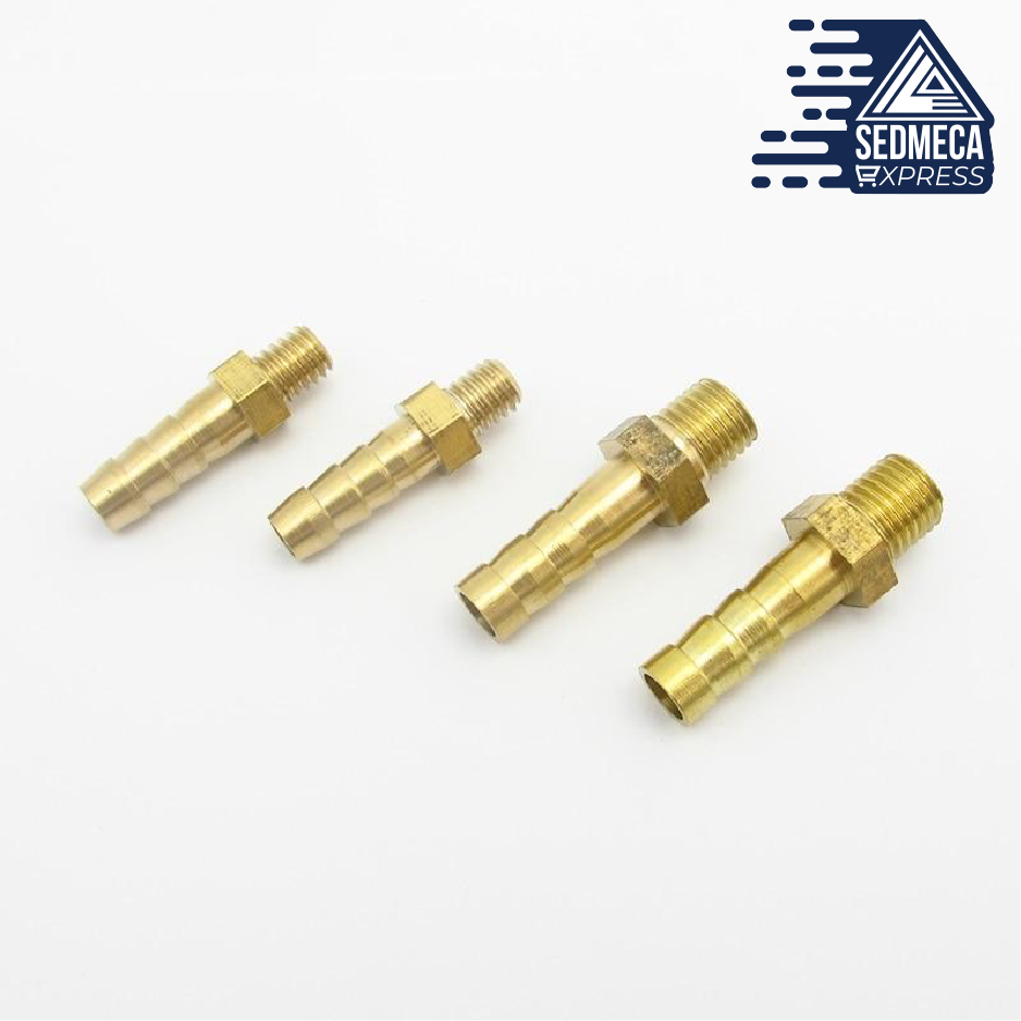 5PCS 2.5mm 3mm 4mm 5mm 6mm 8mm 10mm OD Hose Barb M3 M4 M5 M6 M8 Metric Male Thread Brass Pipe Fitting Coupler Connector Adapter
