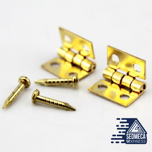 20Pcs Pure Copper Small Hinges Door DIY Craft Supplies Jewelry Box Decor 8*10mm (80Pcs Nails)