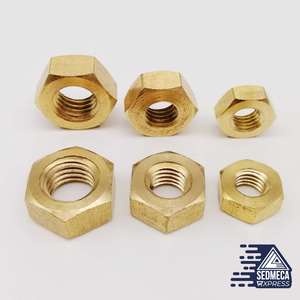5/10/20/50/100pcs DIN934 Solid Brass Copper Hex Hexagon Nut for M1 M1.2 M1.4 M1.6 M2 M2.5 M3 M4 M5 M6 M8 M10 M12 Screw Bolt. Sedmeca Express. Metals.