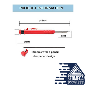 Solid Carpenter Pencil Set with 7 Refill Leads, Built-in Sharpener, Deep Hole Mechanical Pencil Marker Marking Tool. Sedmeca Express. Hand Tools & Equipments.