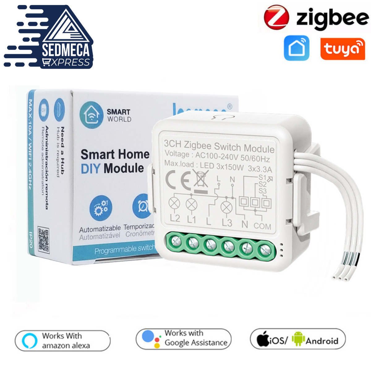 Zigbee Tuya Mini Smart Light Switch Module 2 Way ON-OFF Fr Alexa Google Home/APP