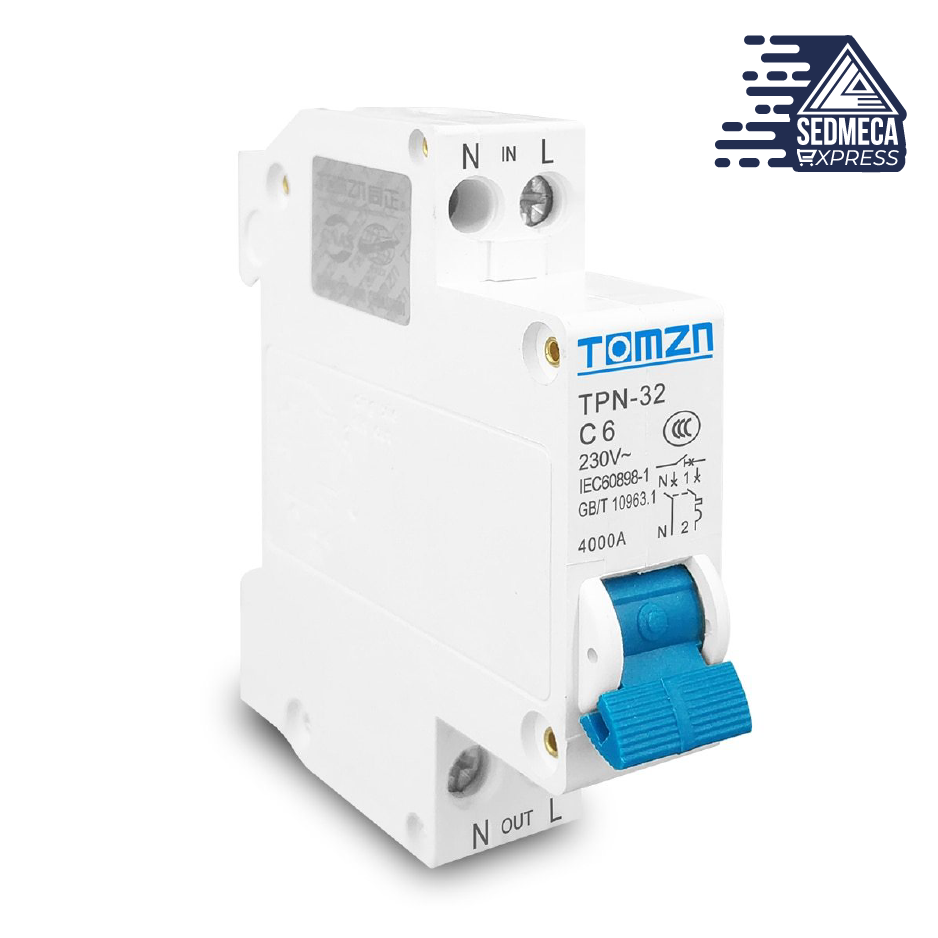 TPN 1P+N Mini Circuit Breaker MCB 6A 10A 16A 20A 25A 32A Din Rail Mounting Miniature Household Air Switch. Sedmeca Express. Instrumentation and Electrical Materials.