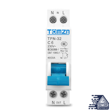 Load image into Gallery viewer, TPN 1P+N Mini Circuit Breaker MCB 6A 10A 16A 20A 25A 32A Din Rail Mounting Miniature Household Air Switch. Sedmeca Express. Instrumentation and Electrical Materials.
