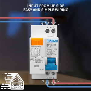 TPNL DPNL 230V 1P+N Residual current Circuit breaker with over and short current Leakage protection RCBO MCB. Sedmeca Express. Instrumentation and Electrical Materials.