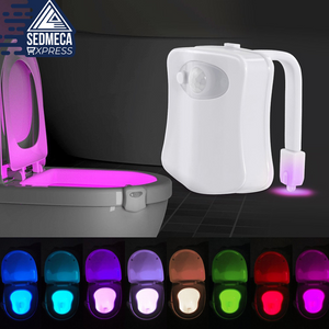 Toilet Night Light PIR Motion Sensor LED Bathroom Night Lamp 8 Colors