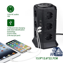 Load image into Gallery viewer, Vertical tower with multiple power supply USB surge protector EU Plug
