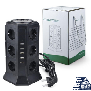 Vertical tower with multiple power supply USB surge protector EU Plug