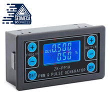 Load image into Gallery viewer, ZK-PP1K Dual Mode LCD PWM Signal Generator 1-Channel 1Hz-150KHz PWM Pulse Frequency Duty Cycle Adjustable Square Wave Generator. Sedmeca Express. Instrumentation and Electrical Materials.
